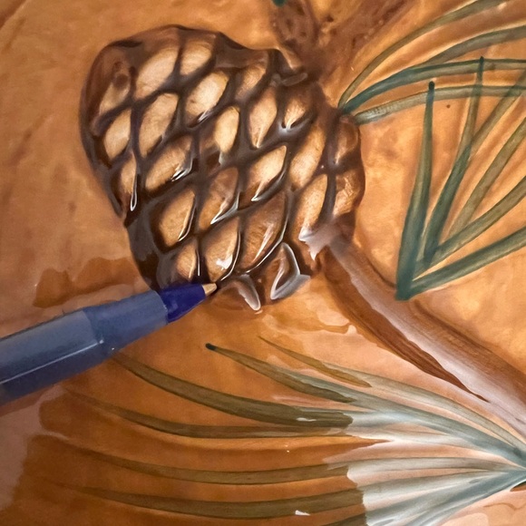 Stoneware Chip and Dip Set Home and Garden Party NORTHWOODS Evergreen Pine Cone - Picture 9 of 9